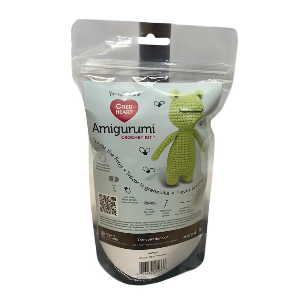 Red Heart Amigurumi Crochet Kit - Green Frog. Gift Ready